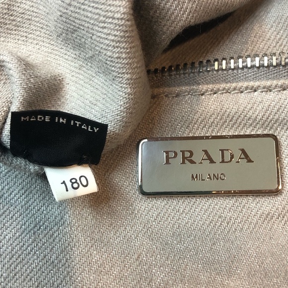 PRADA Canapa Bijoux 2-Way LT Grey Canvas Tote Bag Adorned with Crystals & Studs - Picture 11 of 17